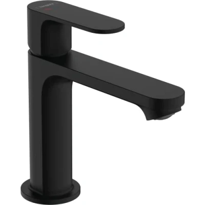 Image de hansgrohe Rebris S 72519670 robinet de lavabo avec bonde à tirette, salle bain bec hauteur 109 mm, mitigeur économiseur d&#039;eau (EcoSmart), noir mat