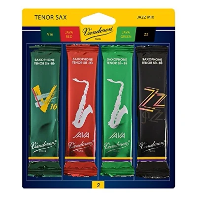 Image de Vandoren Srmixt2 Saxophone ténor Jazz Reed Mix carte Inclut 1 chaque ZZ, V16, Java et Rouge Force 2 Strength