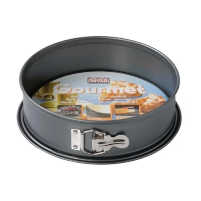 Image de ORIGINAL KAISER Gourmet Moule à charnière rond avec fond plat 24 cm Anti fuite adhésif Résistant la chaleur jusqu&#039;à 230 C Gris