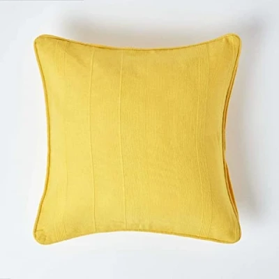 Image de HOMESCAPES Housse de Coussin en Coton Jaune Rajput, 45x45 cm
