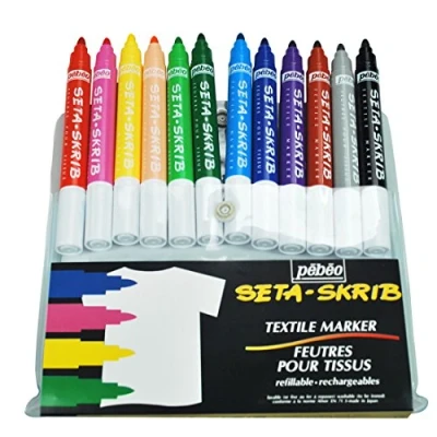 Image de Pébéo SetaSkrib Set de 12 Feutres Tissu pour Textiles Pointe 2mm Lot