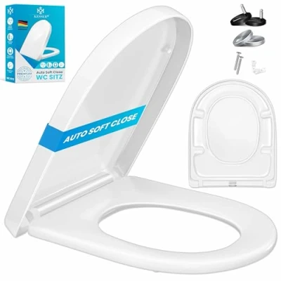 Image de KESSER Siège de toilette en Duroplast avec Softclose Quick Release Montage facile Abattant WC rond Acier inoxydable