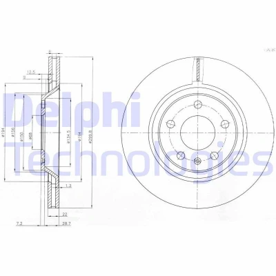 Image de DELPHI BG3997 Disque de frein 300 22 5 ventilé huilé non traité sans roulement roue, bague ABS AUDI: A4 B6 Avant, B7 Berline, B8 Avant