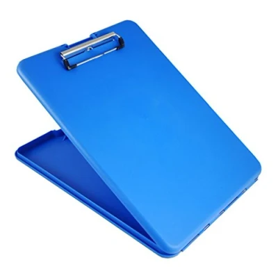 Image de Läufer SlimMate 55804 Porte bloc portable pour bureau avec compartiment intérieur Format A4 Extra plat Coins arrondis Ouverture par le haut Plastique Bleu