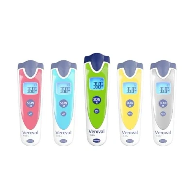 Image de VEROVAL Thermomètre infrarouge pour bébé VERT, mesure sans contact et silencieuse, température corporelle, de l&#039;objet, ambiante, rapide, maniabilité