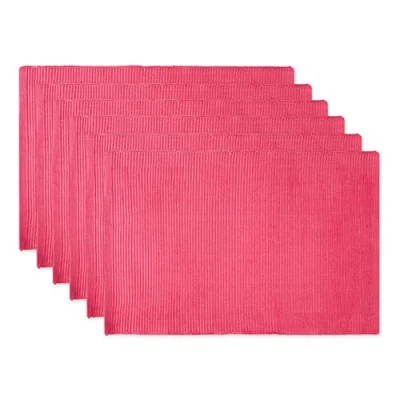 Image de DII Basic Everyday Lot de 6 Sets Table côtelés 100% Coton 33 x 48 cm Flamant Rose