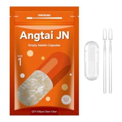 Image de AngtaiJN Capsules de Gélatine Vides Taille 1(100 Unités) Capsule Gelatine Transparente à Remplir avec 2 Micro Cuillère Laboratoire, Gélule Vide Compatible le Remplisseur 1