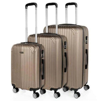 Image de ITACA Valises. Lot de Valise Rigides 4 roulettes Grande Taille, soute Avion, Bagages pour Voyages.Ensemble Voyage. Verrouillage à Combinaison T71500, Champagne