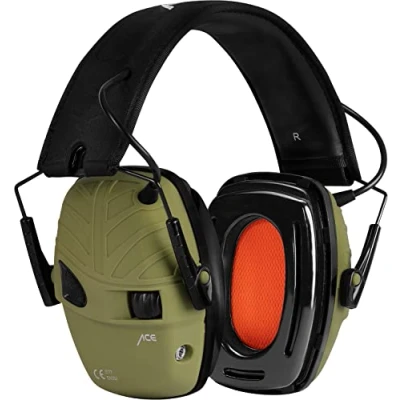 Image de ACE Alpha Casque antibruit électronique, avec coussinet en gel et réduction active du bruit, SNR : 29 dB, Vert, Taille unique
