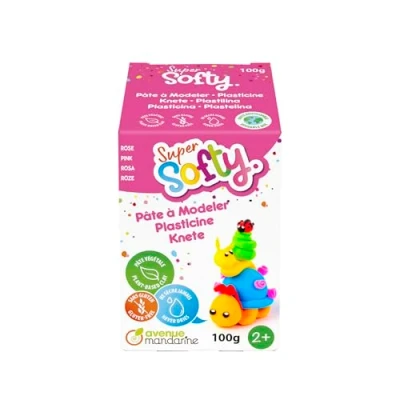 Image de AVENUE MANDARINE SO0880100475C Une Boite de 100 g PATE A MODELER SuperSofty À partir 2 ans ROSE