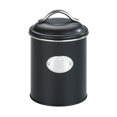 Image de WENKO boîte de rangement Nero, 1 litre, fraîcheur, étanche à l&#039;air, l&#039;eau, en métal verni, Ø 11,5 x 16,5 cm, noire