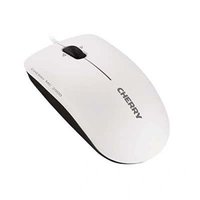 Image de CHERRY MC 2000, Souris filaire, convient aux droitiers et gauchers, 3 boutons, Molette multdirectionnelle pour le défilement horizontal/vertical, Homologation GS, Blanc grisé
