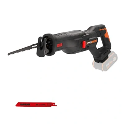 Image de WORX Nitro Scie sabre brushless sans fil 20V WX516.9 (Livrée batterie ni chargeur, Changement Rapide de Lame, Vitesse Coupe Variable, Lumière LED, 1 lame bois et métal)