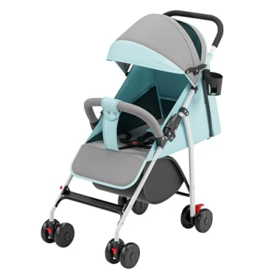 Image de Poussette Bébé Légère et Compacte de 0 Mois à 4 Ans, Capacité Charge Maximale 25 kg, Pliable, Dossier Inclinable, Pliage Automatique en 1 Étape, Canopy C bleu clair