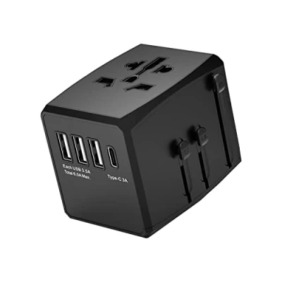 Image de Adaptateur de Voyage Universel 3,5 A Haute Vitesse 3 Ports USB + Type C, d&#039;alimentation International Puissance Maximale à 1920 W 240 V Prise AC