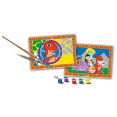 Image de Ravensburger CreArt Série Junior: Dino Ranch, Kit de peinture par numéros, contient deux tableaux préimprimés, un pinceau, des couleurs, jeu créatif pour les garçons et filles 5+ ans