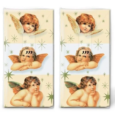 Image de Lot de 20 mouchoirs individuels Noël en forme d&#039;anges mignons, 2 paquets 10 imprimés cadeau.