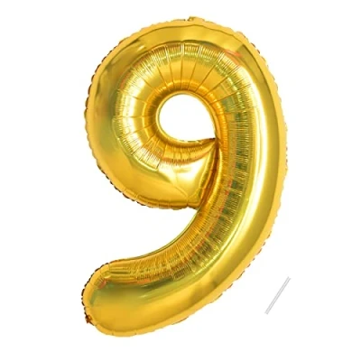 Image de Ballon d&#039;anniversaire numéro 9 ans d&#039;or 3 XXL géant en 40&quot; 101cm Décoration .S&#039;envole avec de l&#039;hélium