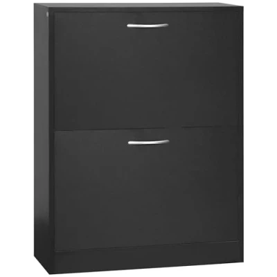 Image de HOMCOM Armoire à Chaussures Meuble dim. 60L x 24l 80H cm 2 Portes abattantes Noir