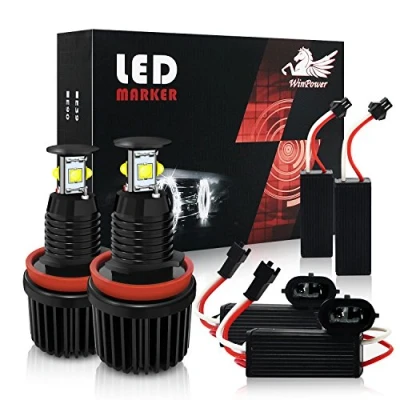 Image de WinPower H8 40W LED Angel eyes Phare Auréoles pour auto Kit de conversion halogène pas d&#039;erreur CanBus Feux position 6000K Blanc xénon, 2 Pièces