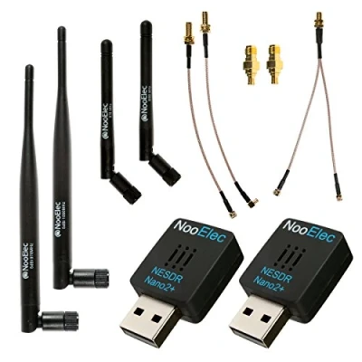 Image de Dual Band NESDR Nano 2 Plus ADS B Bundle Compatible avec Stratux et d&#039;autres SDR Applications. Comprend Calibré w/TCXO, 4 Antennes de 978MHz (UAT) 1090MHz (ADSB) 5 d&#039;Adaptateurs