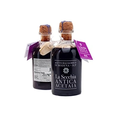 Image de La Secchia Vinaigre Balsamique de Modène IGP &quot;Deux Étoiles&quot;, Vieilli en 8 Fûts Chêne, Moyenne Basse Densité, Flacon 250 ml avec Bouchon Doseur Liège