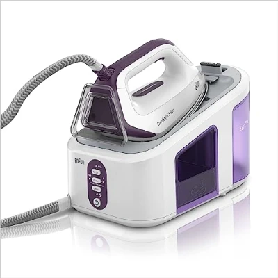 Image de Braun Houshold CareStyle 3 Pro IS 3155 VI Centrale vapeur Fer à repasser avec semelle FreeGlide 3D 2400 W, pression de la pompe 6,5 bar, effet 430 g/min, verticale,2 l, violet