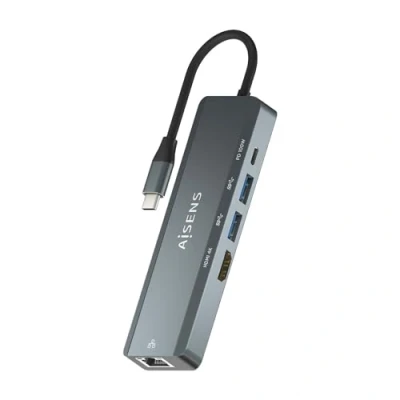 Image de AISENS ASUC 5P011 GR station d&#039;accueil Avec fil USB 3.2 Gen 1 (3.1 1) Type C Gris Neuf