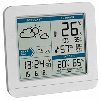 Image de TFA Dostmann Sky 35.1152 Station météo sans Fil avec capteur extérieur, prévisions et Horloge Radio (Blanc)