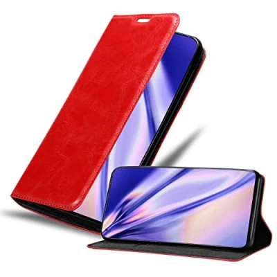 Image de cadorabo Housse Compatible avec Oppo Find X5 Pro en Rouge de Pomme Étui Protection Fermeture magnétique, Fonction Support et Compartiment pour Carte