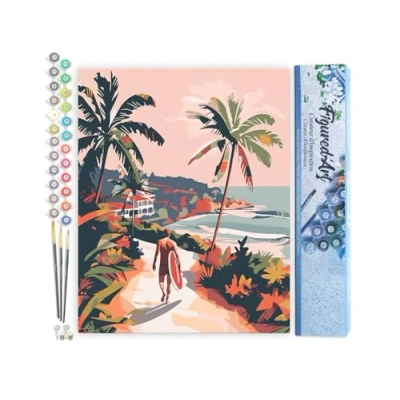 Image de Figured&#039;Art Peinture par Numéro Adulte Promenade côtière Activité Manuelle Kit de Loisir Créatif DIY d&#039;Art Complet 40x50cm sans châssis en bois