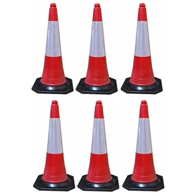 Image de FERRETELIX Lot de 6 cônes signalisation Base caoutchouc 75 cm. réfléchissante en 38 cm x Poids : 2,5 kg environ