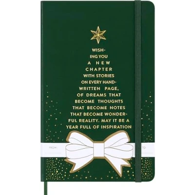 Image de Moleskine Carnets De Fêtes, Carnet avec Pages Lignées, Couverture Rigide Et Fermeture Élastique, Idée Cadeau Noël, Couleur Vert, Format Grand 13 x 21 cm