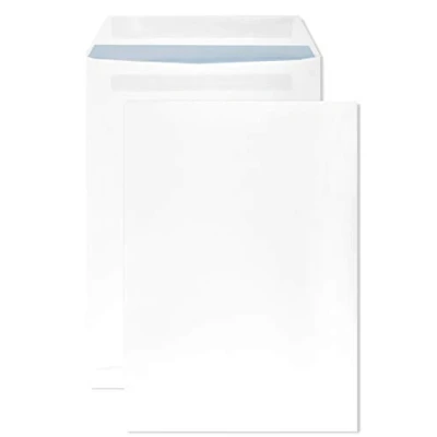 Image de Netuno 250 enveloppes d&#039;expédition blanches C4 229 x 324 mm 90g grandes sans fenêtre pour lettre A4 commerciales avec impression intérieure bleue