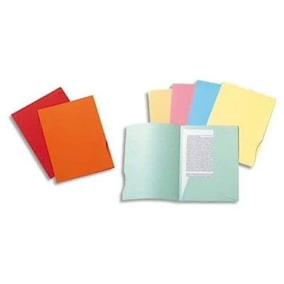Image de Exacompta Réf. 332000E Paquet de 50 chemises rigides avec 2 rabats SUPER 210 g/m² couleurs pastel certifiées PEFC™ dimensions 24x32 cm pour documents format A4 5 assorties