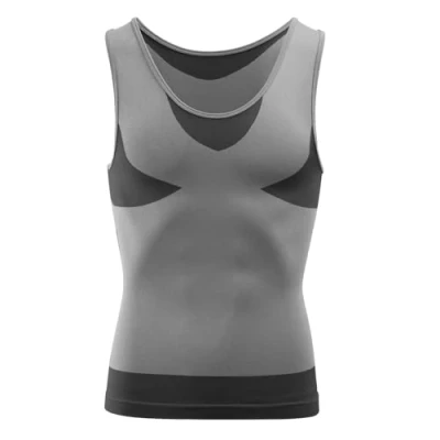 Image de MEETWEE Débardeur Compression Homme,Manches Courtes pour Hommes Maillot de Corps Ventre Plat Minceur Gilet Invisible Amincissant sans Manches Body Shaper Tee Shirt