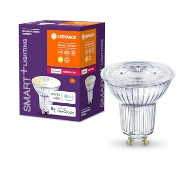 Image de LEDVANCE Lampe LED intelligente avec technologie ZigBee, GU10 base, verre clair ,Blanc chaud (2700K), 350 Lumen, Remplacement de la traditionnelle 50W Ampoules 1 Pack
