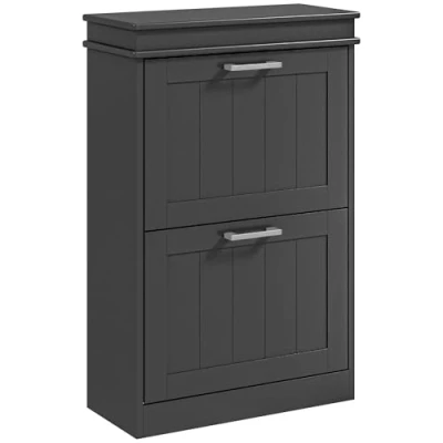 Image de HOMCOM Meuble à Chaussures, Armoire 2 Portes abattants, étagères réglables, pour entrée, Couloir, 54 x 24 82,5 cm, Noir