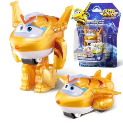 Image de Super Wings Transformer Aeroplane Golden Boy, Figurine Transformable d&#039;environ 5 cm, Jouet Avion et Robot pour Les 3+ Ans Garçons Filles