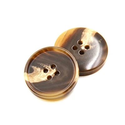 Image de Lot de 10 boutons classiques élégants en résine à 4 trous pour costumes, Café léger, 15 mm