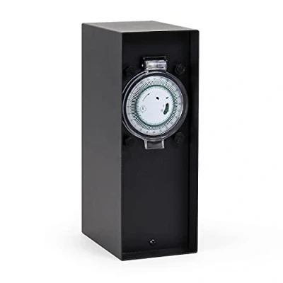 Image de WilTec 2 Multiprise de Jardin Usage extérieur Acier Fin Voies Borne Indice IP44 avec Minuterie
