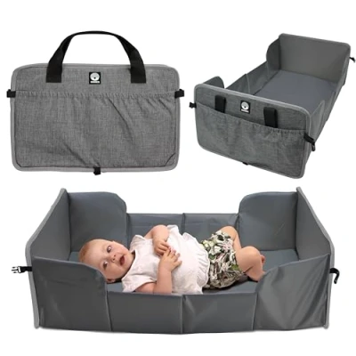 Image de Dooky Original Traveller lit de voyage pliable pour bébé avec matelas super léger, compact, poches extérieures, 41 x 74 cm (assemblé) /41 26 (plié), 100 % polyester, noir