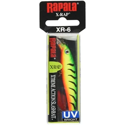 Image de Rapala Leurre de Pêche X Rap Matériel d&#039;Eau Douce avec Profil 3D, Teaser Plumes et Brill Profondeur Nage 0.9 1.5m 6cm / 4g Fabriqué en Estonie Firetiger UV