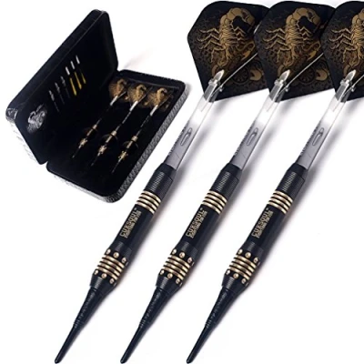 Image de CUESOUL Black Scorpion Deluxe Soft Tip Darts Set with Luxury Case, 16 Gram (B2303)
