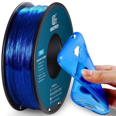 Image de GEEETECH Filament TPU 1,75 mm +/ 0,02 pour imprimante 3D, 1 kg bobine bleu transparent