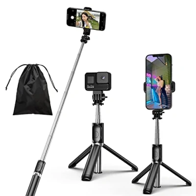 Image de Eono Perche Selfie, 4 en 1 Selfie Stick Trépied Monopode Réglable Télescopique avec Télécommande Amovible Compatible iPhone et Android Gopro Camera