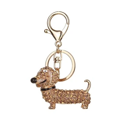 Image de Toyvian Porte clés en forme de teckel avec strass pour sac à main et voiture, cadeau souvenir (doré)