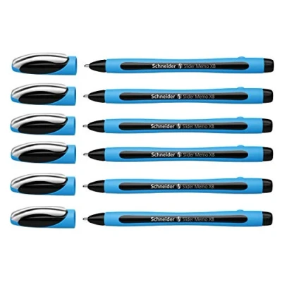 Image de Schneider Slider Memo XB Lot de 3 stylos à Bille avec Capuchon, Largeur Trait XB, Noir, 6er