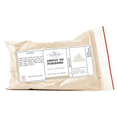 Image de Argile surfine du Périgord COSMOS NATURAL certifiée par ECOCERT Texture douce 100% minérale et naturelle Qualité cosmétique MY COSMETIK 100 g