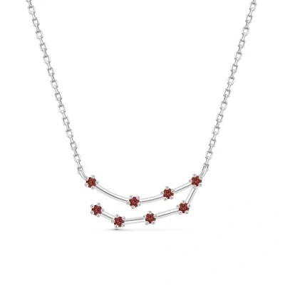 Image de Amberta Collier Constellation pour Femme en Argent Sterling 925 avec Pierre de Naissance Zircone Signe du Zodiaque Zircone: Capricorne Grenat Simulée